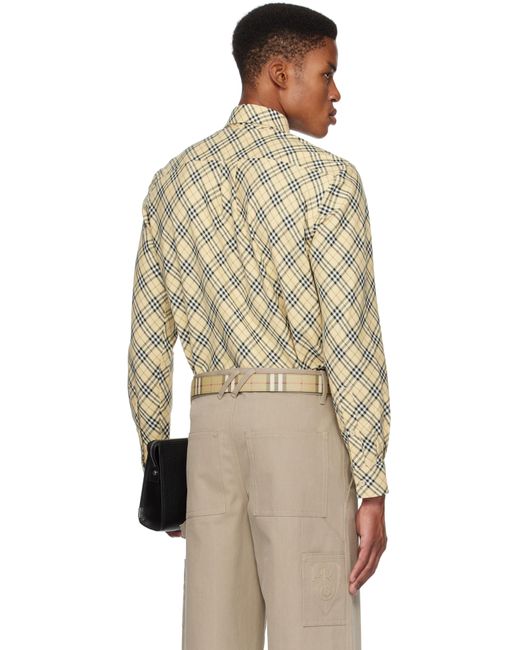 メンズ Burberry ベージュ チェック コットン シャツ Natural