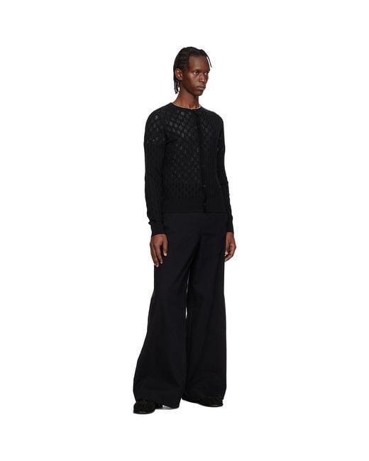 Dries Van Noten Black Open-Knit Cardigan for men