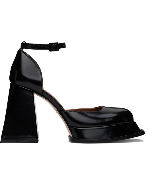 ShuShu/Tong Black Round Toe Strap Heels