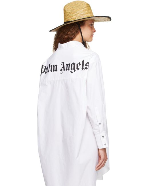 Palm Angels White Beige Woven Beach Hat
