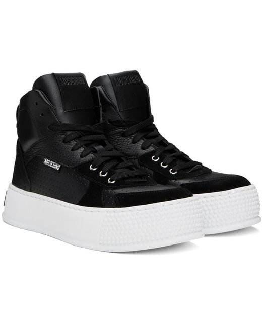 Moschino Black Bumps & Stripes High-top Sneakers for men