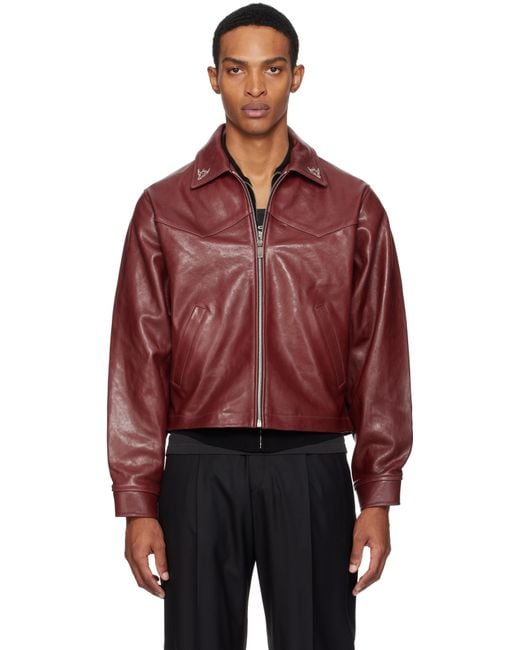 Enfants Riches Deprimes Red Burgundy 'Principe De L'Amour' Western Leather Jacket for men