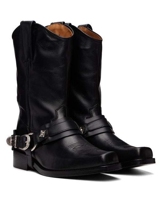 Toga Virilis Black Hard Leather Boots for men