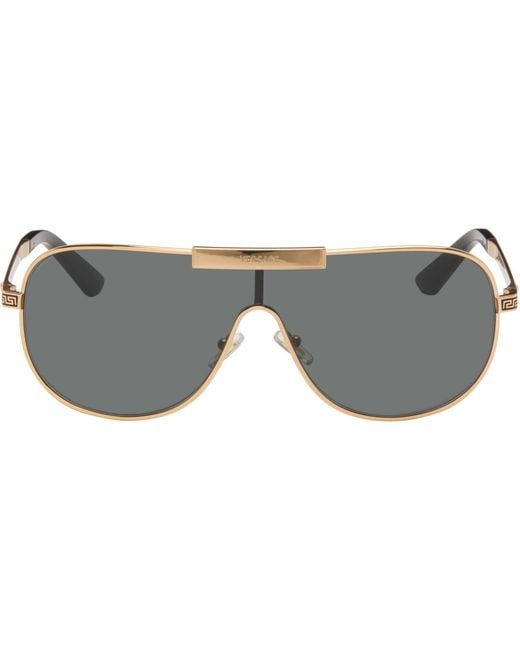 Versace Gray Greca Aviator Sunglasses