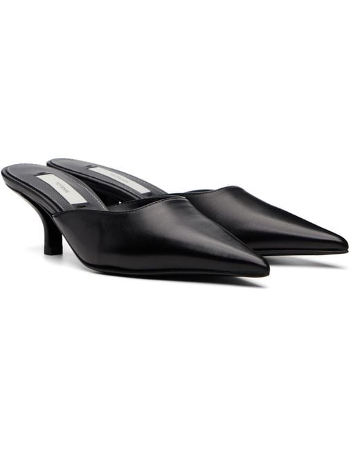 Totême  Black Sharp Nappa Mule Heels
