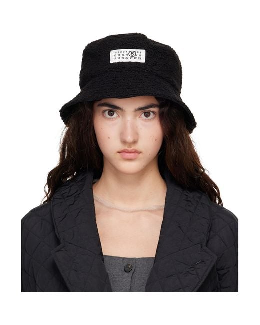 MM6 by Maison Margiela Black Teddy Nylon Reversible Bucket Hat