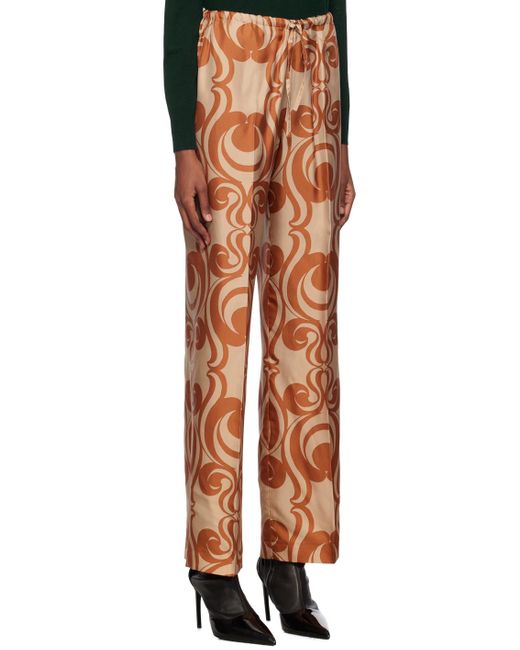 Pantalon brun à motif imprimé Dries Van Noten en coloris Multicolor