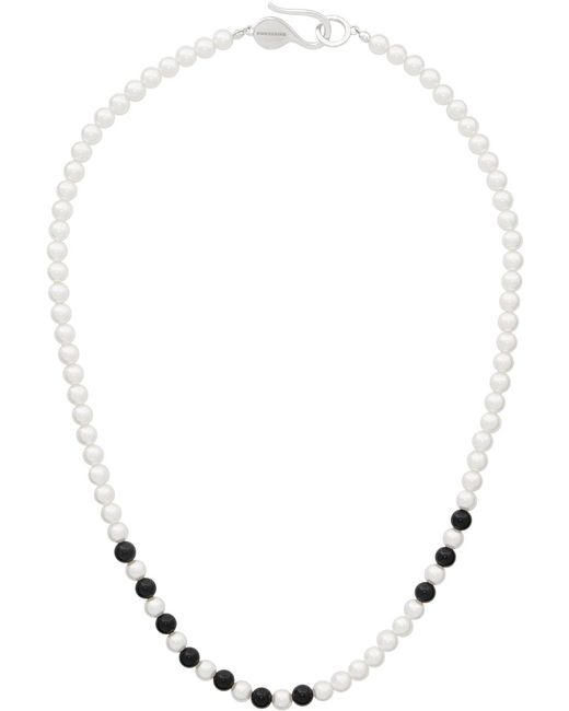 Collier #7733 blanc et noir à perles d'onyx et perles artificielles NUMBERING en coloris White