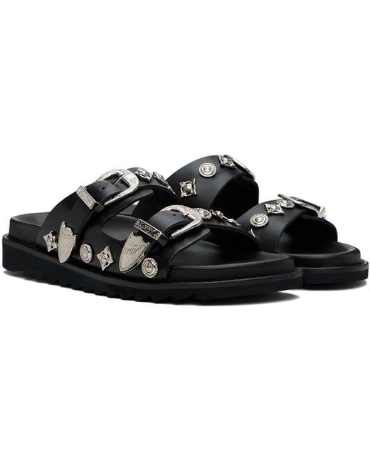 Toga Virilis Black Buckle Sandals for men