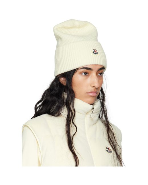 Moncler White Off- Wool Beanie