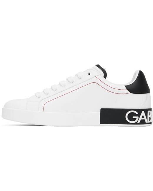 メンズ Dolce & Gabbana ホワイト＆ブラック Portofino ナッパカーフスキン スニーカー White