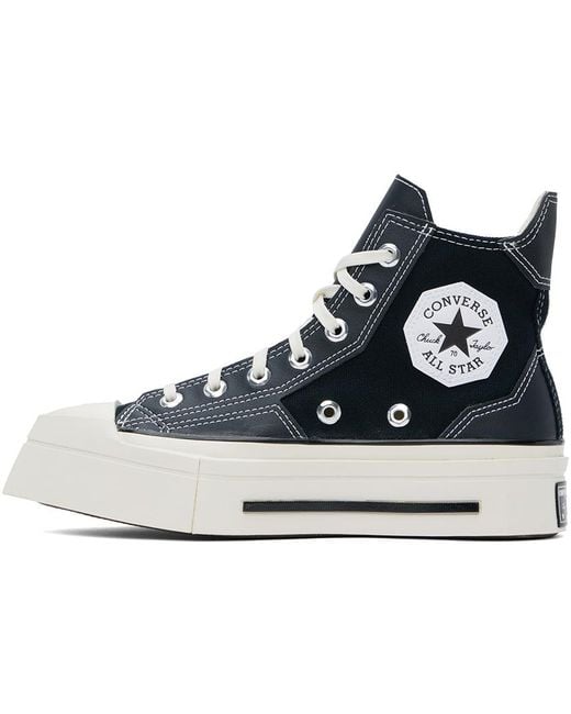 Converse Black Chuck 70 De Luxe Leather And Canvas Platform High-top Sneakers for men