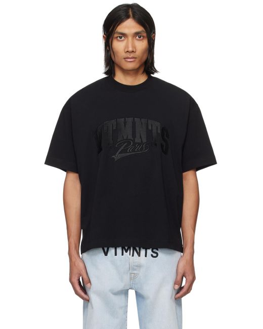 メンズ VTMNTS ロゴ刺繍 Tシャツ Black
