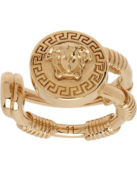 Versace Metallic Safety Pin Ring for men