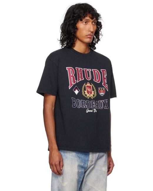 Rhude Bordeaux Grand T-Shirt in Black for Men | Lyst UK