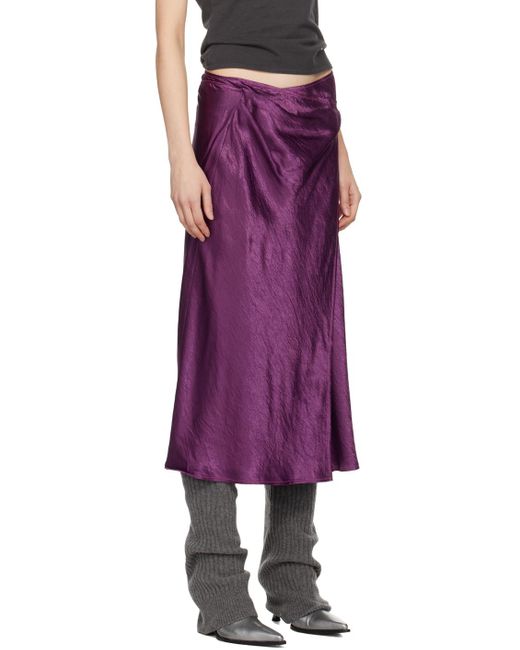 Acne Purple Wrap Midi Skirt