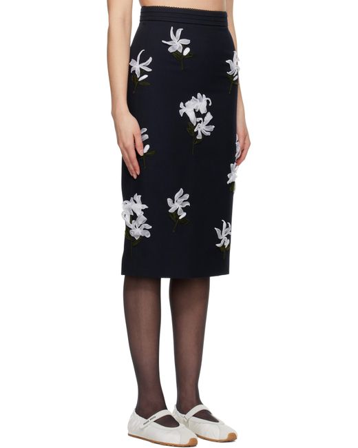 ShuShu/Tong Black Ribbon Jacquard Midi Skirt