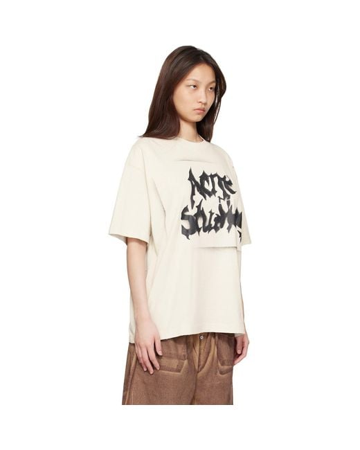 Acne Natural Off- Gothic Logo T-Shirt
