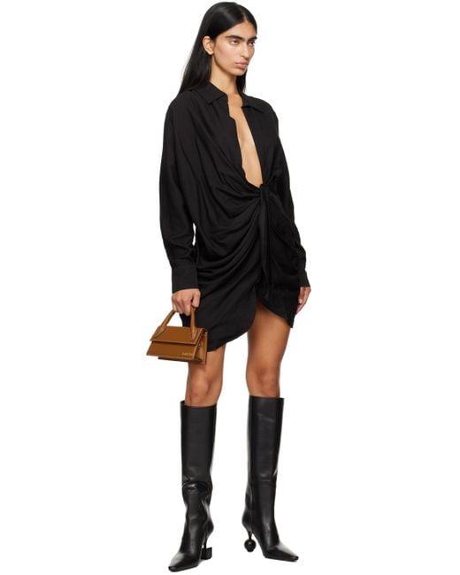 ロングブーツ JACQUEMUS Les Bottes Bisou Les Bottes Bisou leather knee-high boots in black