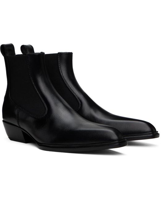 Alexander Wang Black Slick Smooth Leather Ankle Boots