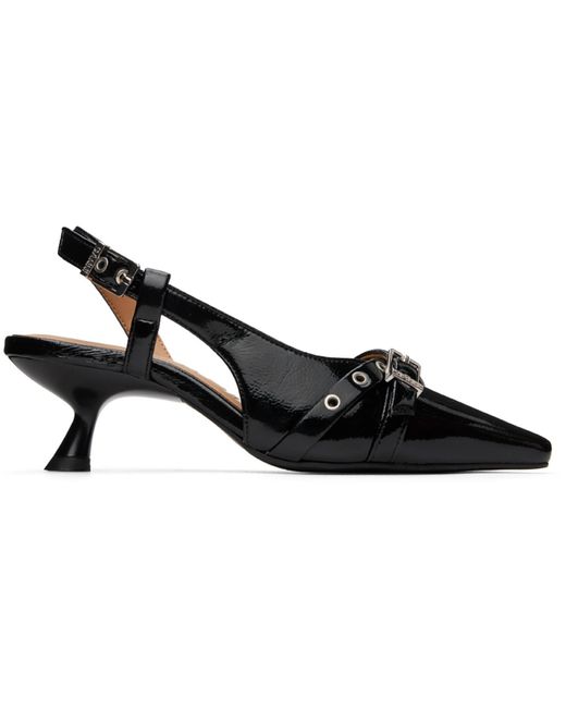 Ganni Black Eyelets Open Kitten Heels