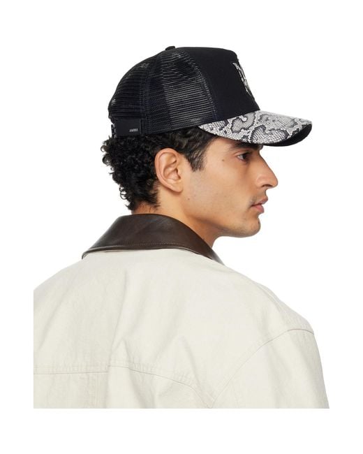 Amiri Black Ma Snake Trucker Cap for men