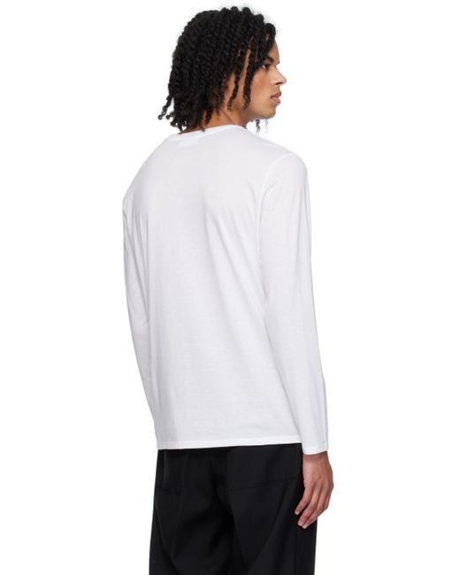 メンズ Lacoste ホワイト クルーネック 長袖tシャツ White