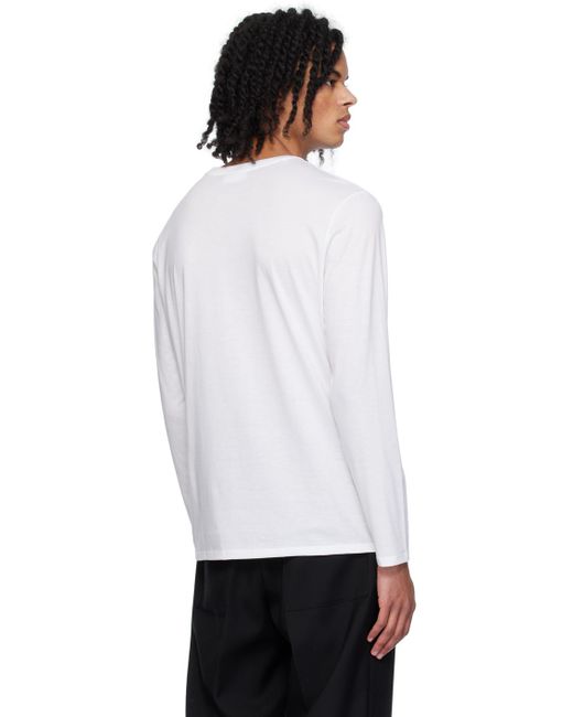 T-shirt à manches longues blanc à col ras du cou Lacoste pour homme en coloris White