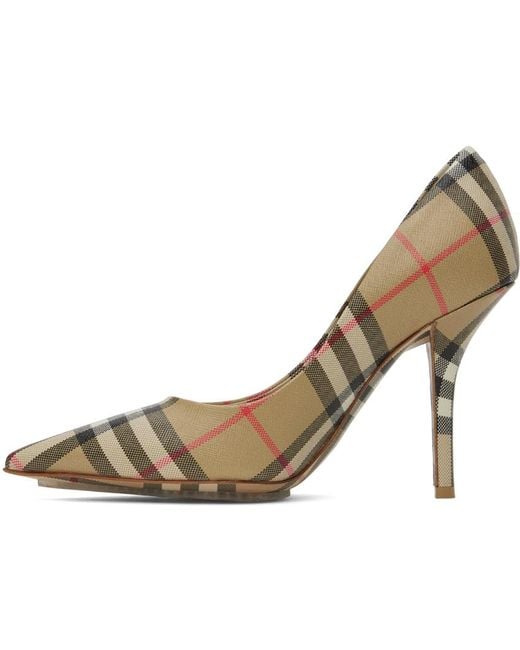 Burberry Metallic Beige Check Heels