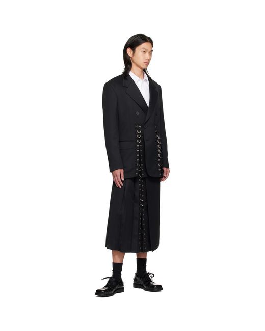 Simone Rocha Black Double Breasted Grommet Ring Hem Slice Blazer for men