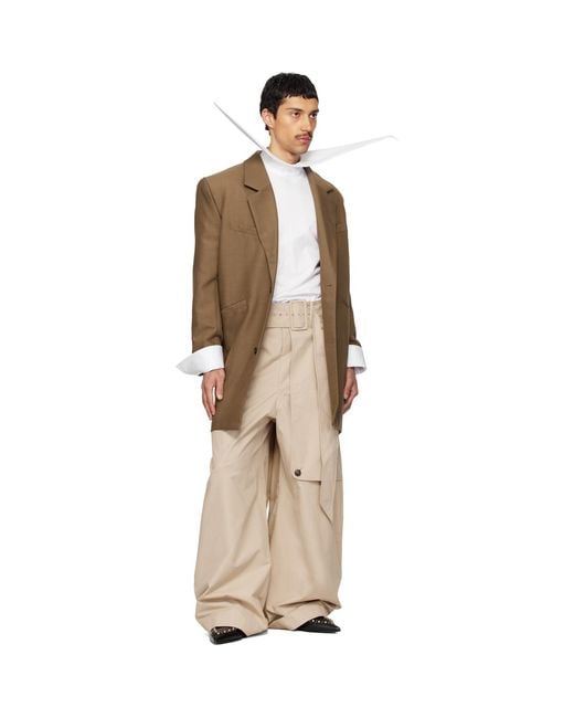 Egonlab Natural Belted Trench Trousers for men