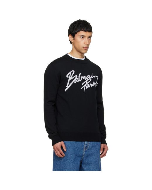 Balmain Black Merino Wool Sweater for men