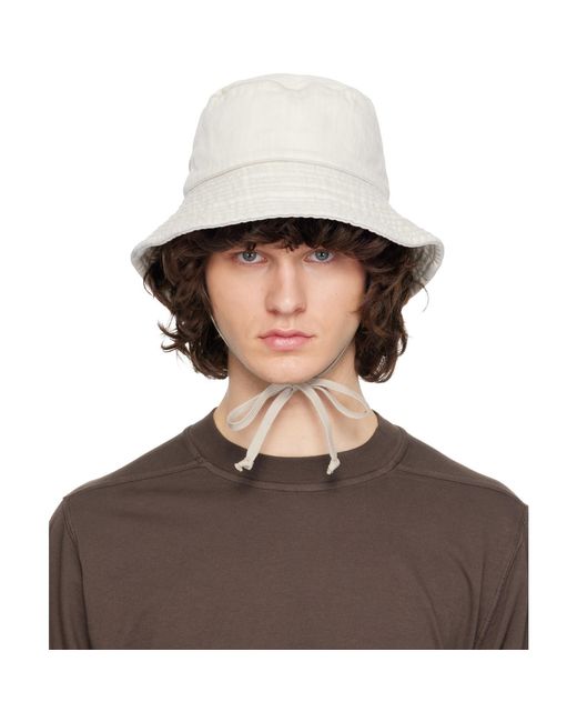 Rick Owens Brown Off- Temple Gilligan Bucket Hat for men