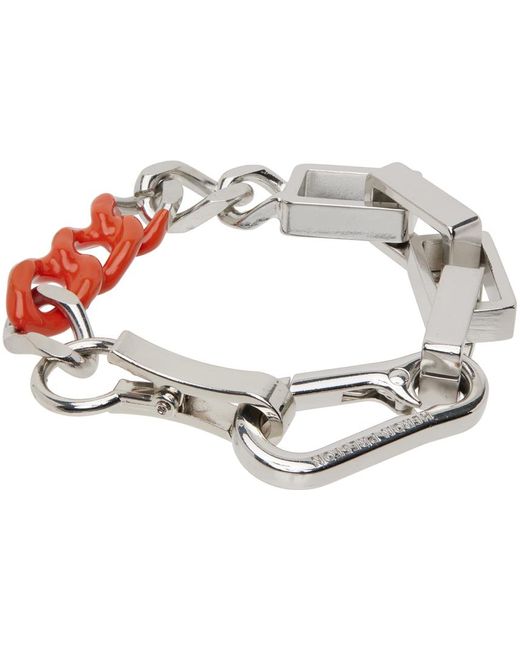 Bracelet-chainette argenté à ornement émaillé Heron Preston pour homme en coloris White