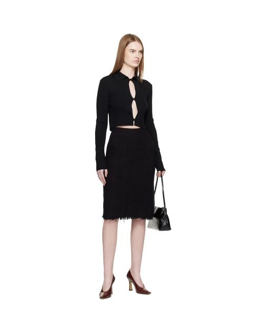Jil Sander Black Frayed Edge Midi Skirt