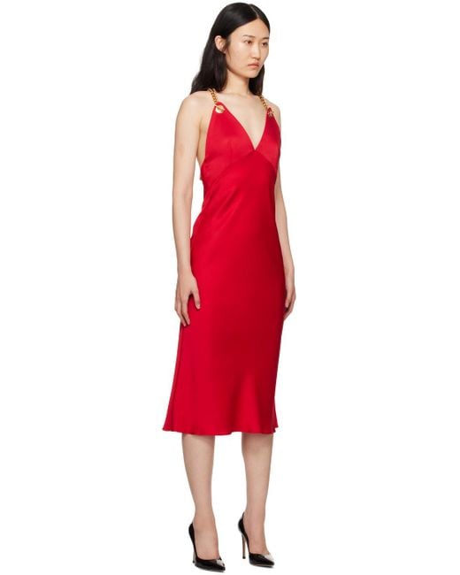 Moschino Red Chains & Hearts Midi Dress