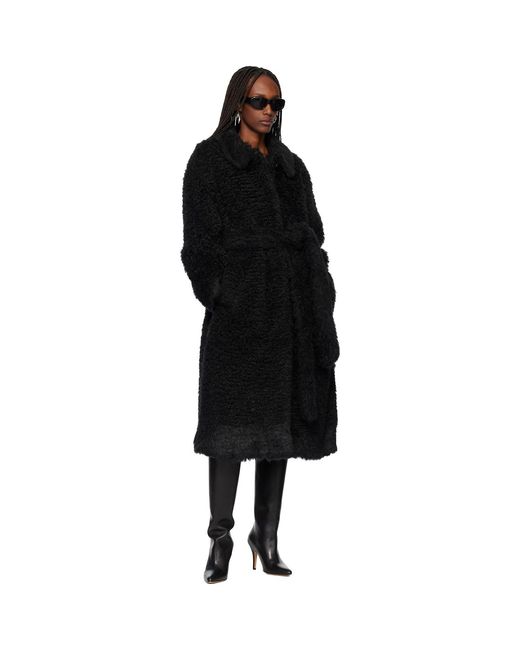 TONYWACK Black Oversized Faux-Fur Coat