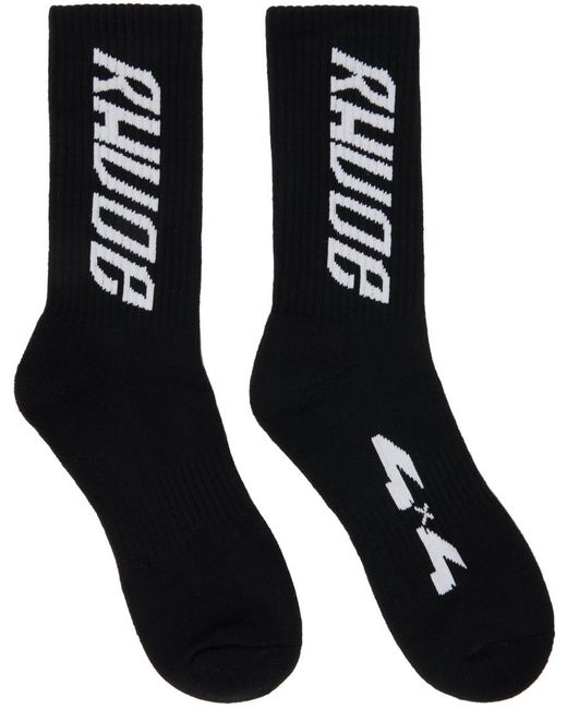 Rhude Black 4x4 Sport Socks for men