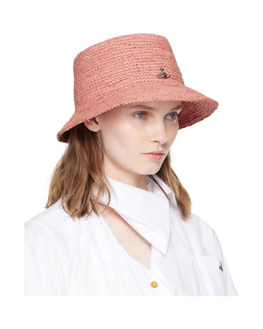 Vivienne Westwood Pink Raffia Bucket Hat