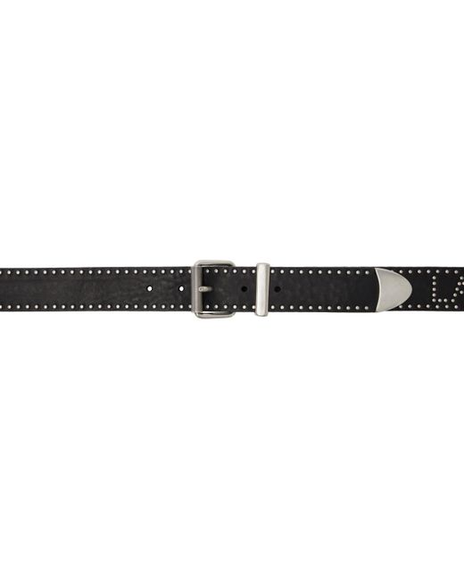 メンズ Palm Angels ブラック スタッズ レザーベルト Black