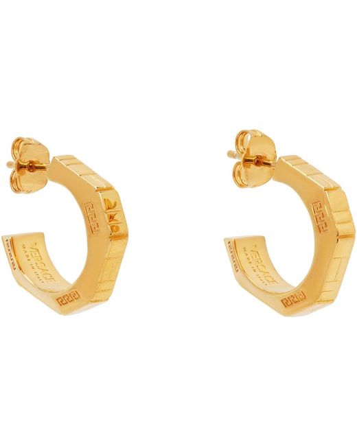 Versace Black Gold Greca Quilting Earrings for men
