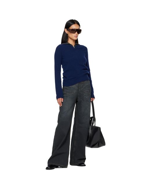 MM6 by Maison Margiela Blue Layered Neckline Pullover Sweater