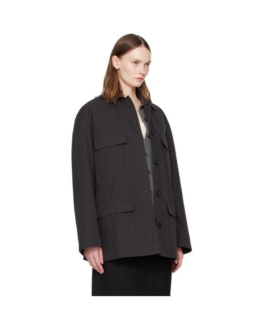 Totême  Black Collared Drawstring Jacket