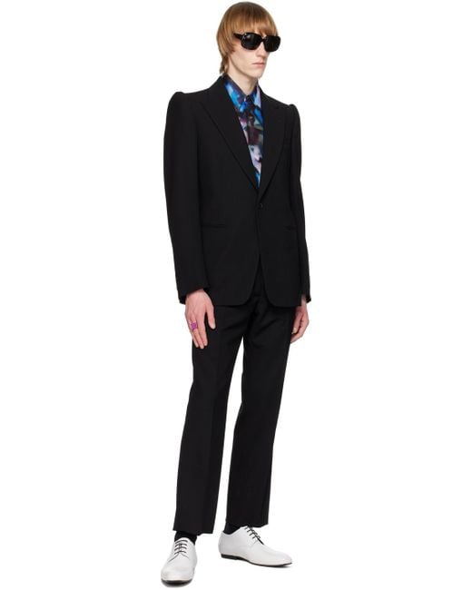 Dries Van Noten Black Peaked Lapel Suit for men