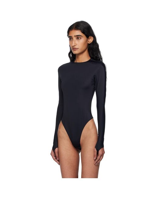 Mugler Black Shoulder Logo Bodysuit