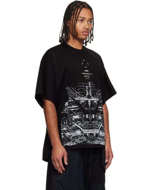 メンズ Julius ブラック Europa Base オーバーサイズTシャツ Black