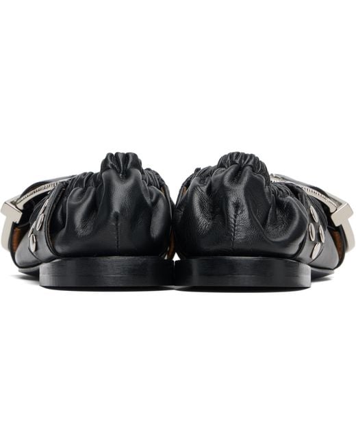 Toga Black Cross Strap Ballerina Flats