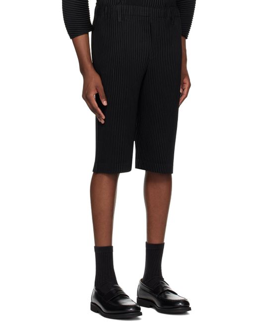 Homme Plissé Issey Miyake Black Tailored Pleats Shorts for men