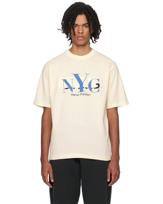 T-shirt 'nyc' blanc cassé Heron Preston pour homme en coloris Black