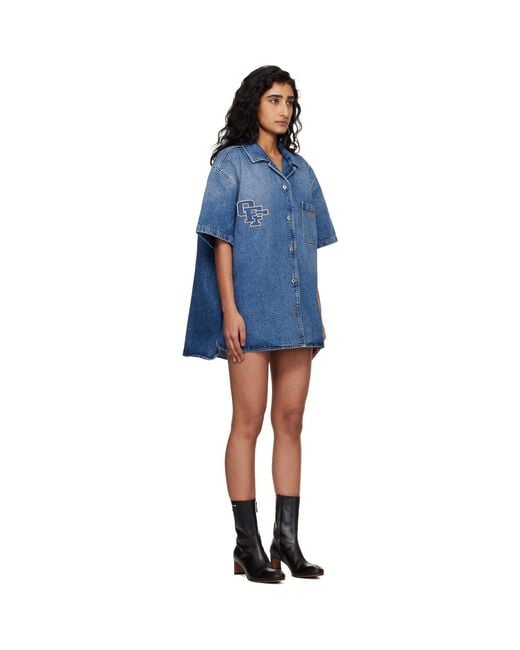 Off-White c/o Virgil Abloh Blue Royal Patch Denim Minidress